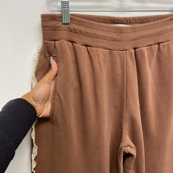 Tanner Fletcher Genderless Brown Lace Trim Pullover Hoodie & Jogger Set S $640 - Picture 8 of 16